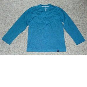 Boys Casual Shirt 14/16 Blue V-Neck Long Sleeve Lightweight Tee Swiss Cross